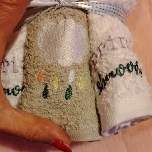 2 Sets Of 6 Washcloths Embroidered With Spring Showers NWT